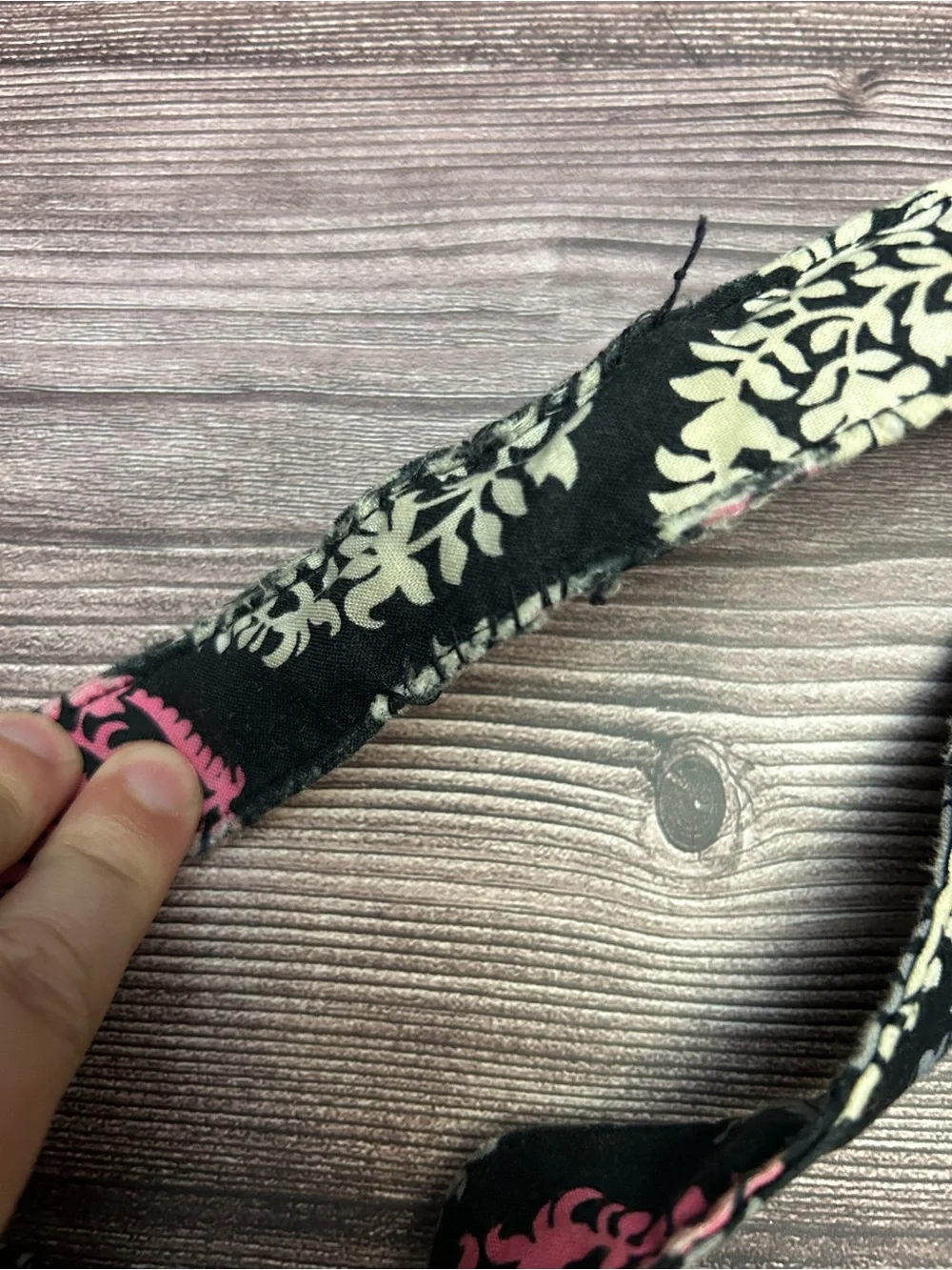 Vera Bradley Black Crossbody with Pink and Gray Floral Medallions